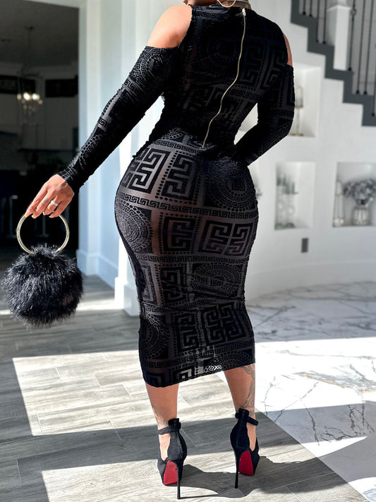 Sexy Cold Shoulder Stretch Dress