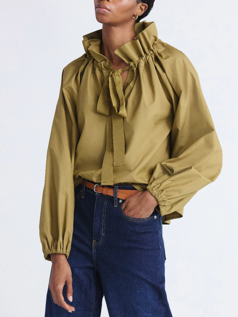 Women's Plus Size Ruffle Neck Cotton Top