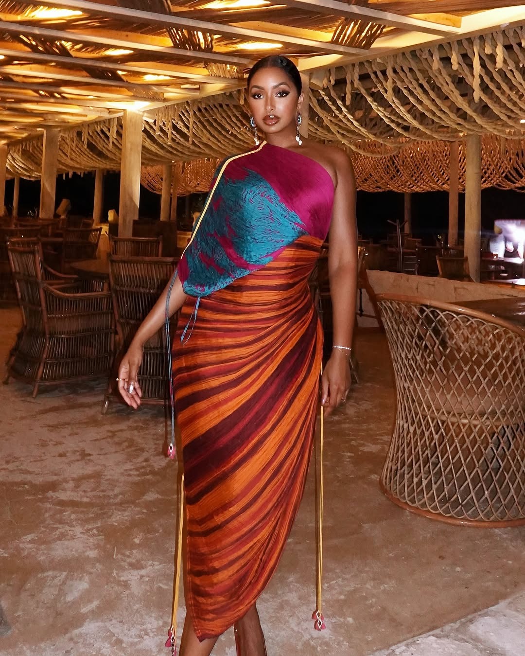 Printed Multicolor Pleated Irregular Dress