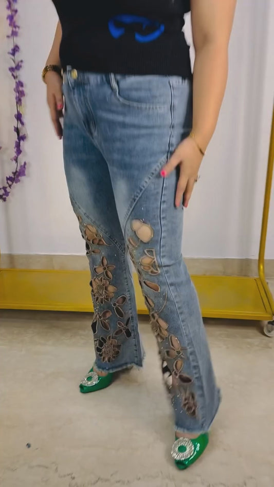 Butterfly-Cutout Jeans