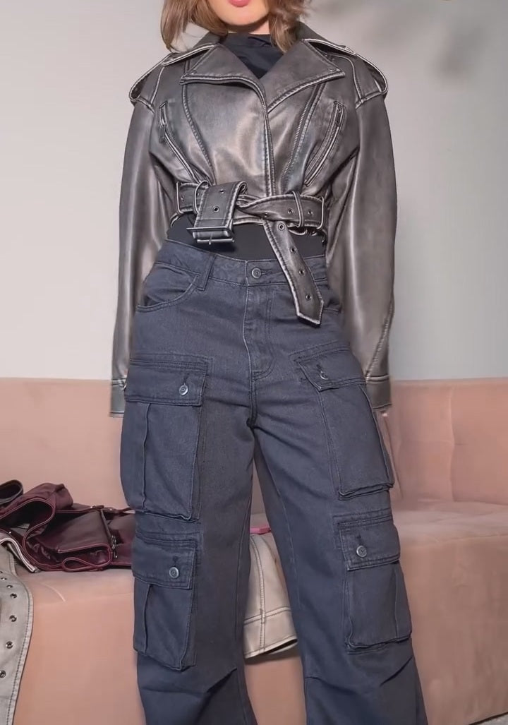 Vintage Cropped Leather Jacket