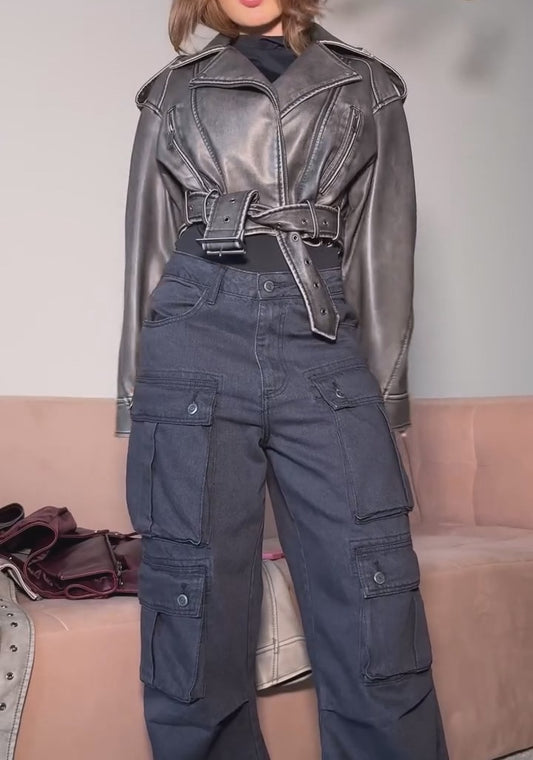 Vintage Cropped Leather Jacket