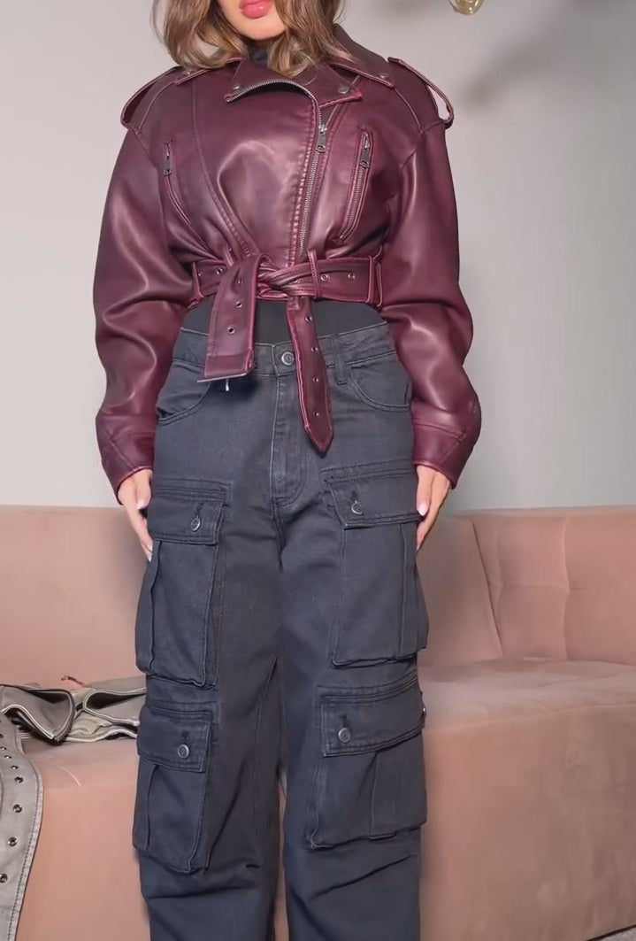 Vintage Cropped Leather Jacket
