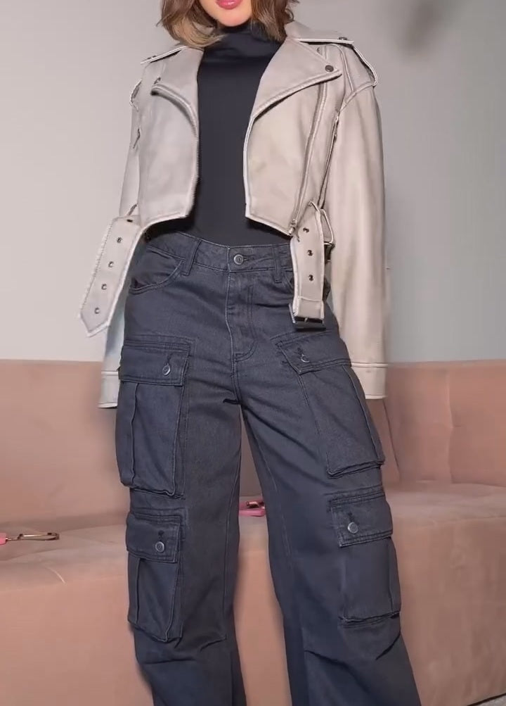 Vintage Cropped Leather Jacket
