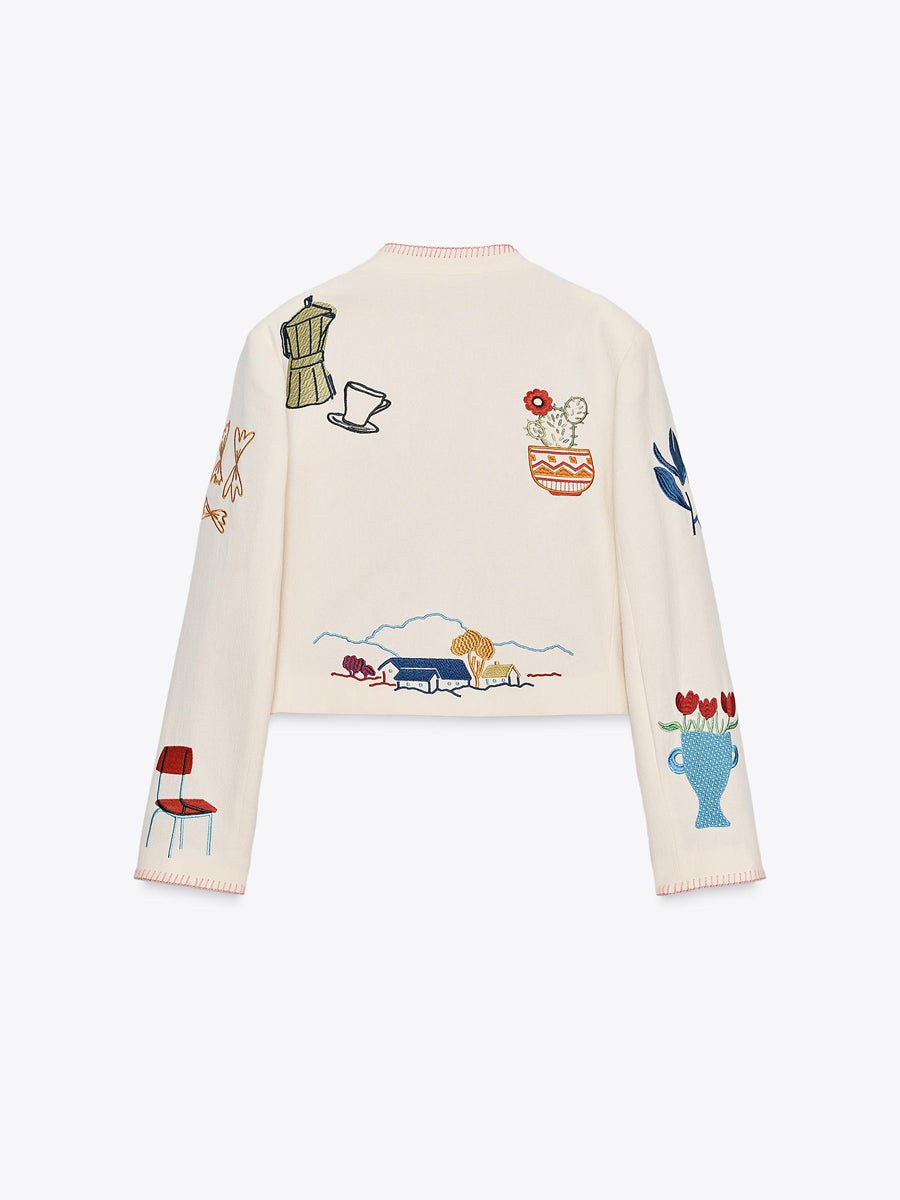 Casual Embroidered Short Jacket