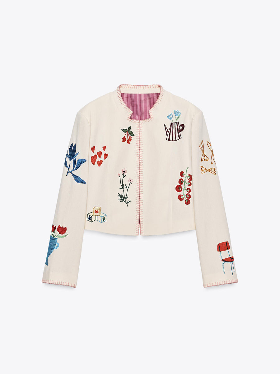 Casual Embroidered Short Jacket