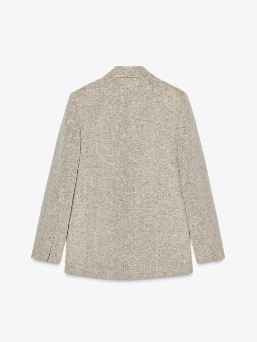 Straight Blazer With Padded Shoulders