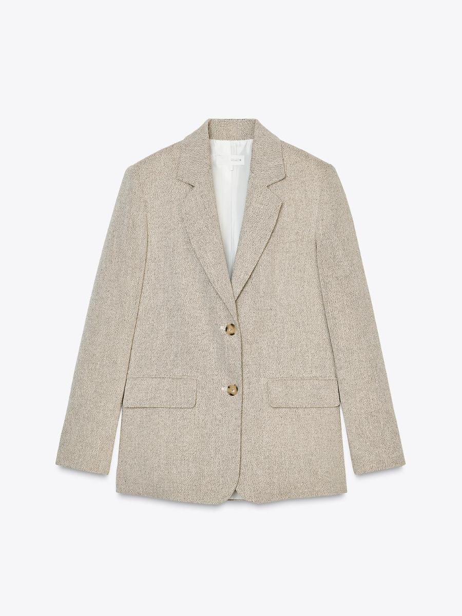 Straight Blazer With Padded Shoulders