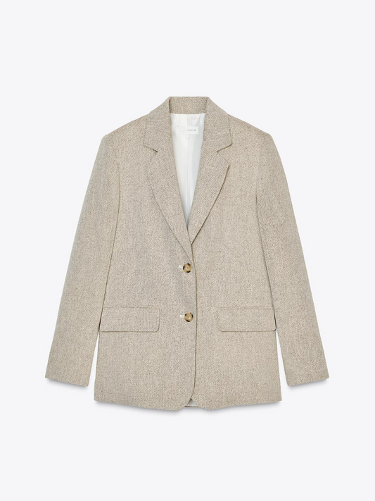 Straight Blazer With Padded Shoulders