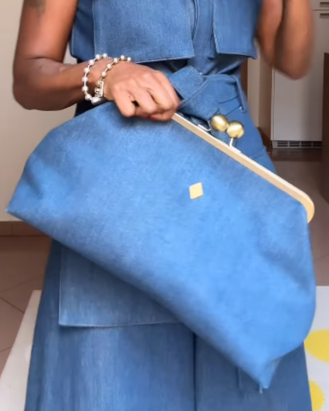 Oversize Coin Purse in Vintage Denim